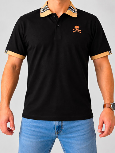 Herren poloshirt schwarz beige - poloshirt,